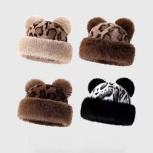 Animal skin fur cap with ear